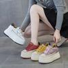 Fashion Retro 9cm Cow Suede Genuine Leather Women Vulcanized Shoes Platform Wedge Skate Boarding High Brand Heels Casual Stable Shoes