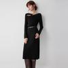 ELLE French Irregular Fashion Design Off-Shoulder Casual Versatile Waist-Defined Knitted Long Dress Long Sleeve Dress Women dresses EL52653