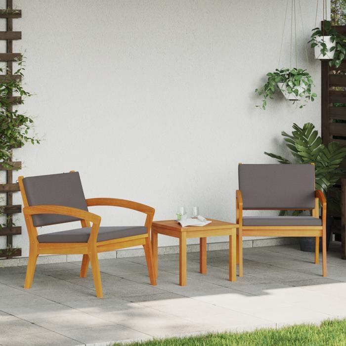 Chaises de jardin vidaXL 2 pcs 59,5x70,5x72,5 cm en bois massif d'acacia 4106469
