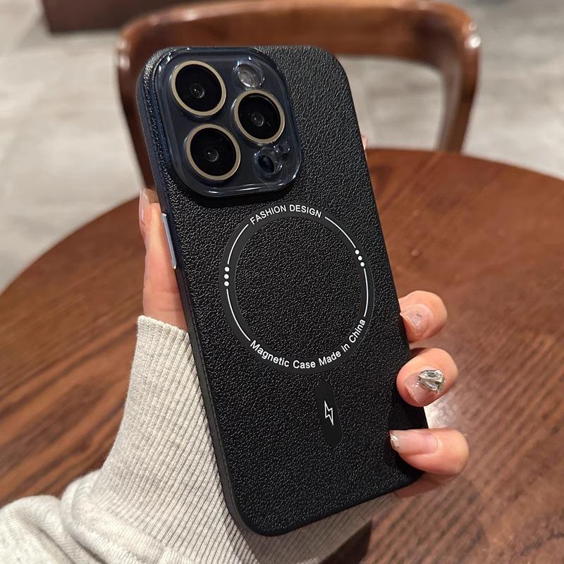 The New Lychee Peel Pattern Is Suitable for IPhone15 Phone Cases  IPhone 16promax Magnetic Suction and Full Coverage Protective Cases