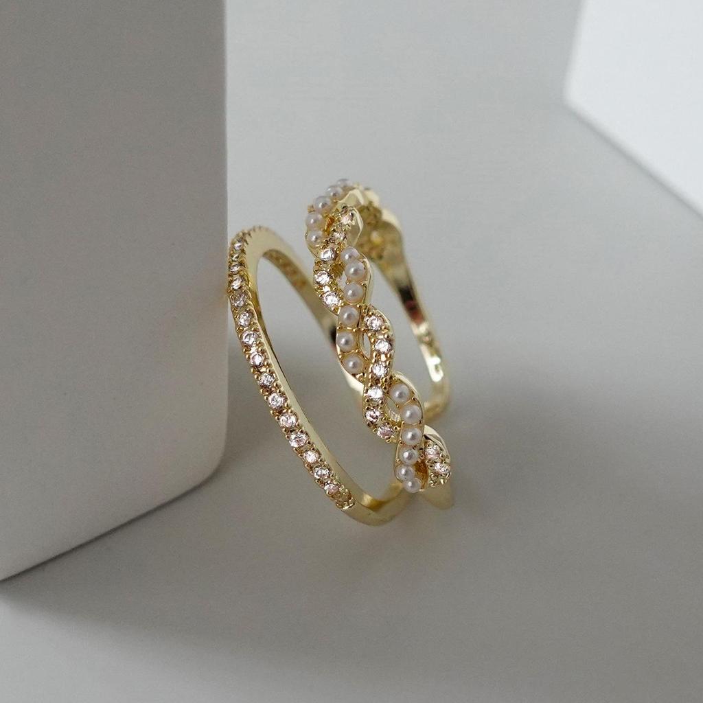 Eleganter, nicht verblassender offener Perlenring für Damen - High-End Europäischer & Amerikanischer Stil
