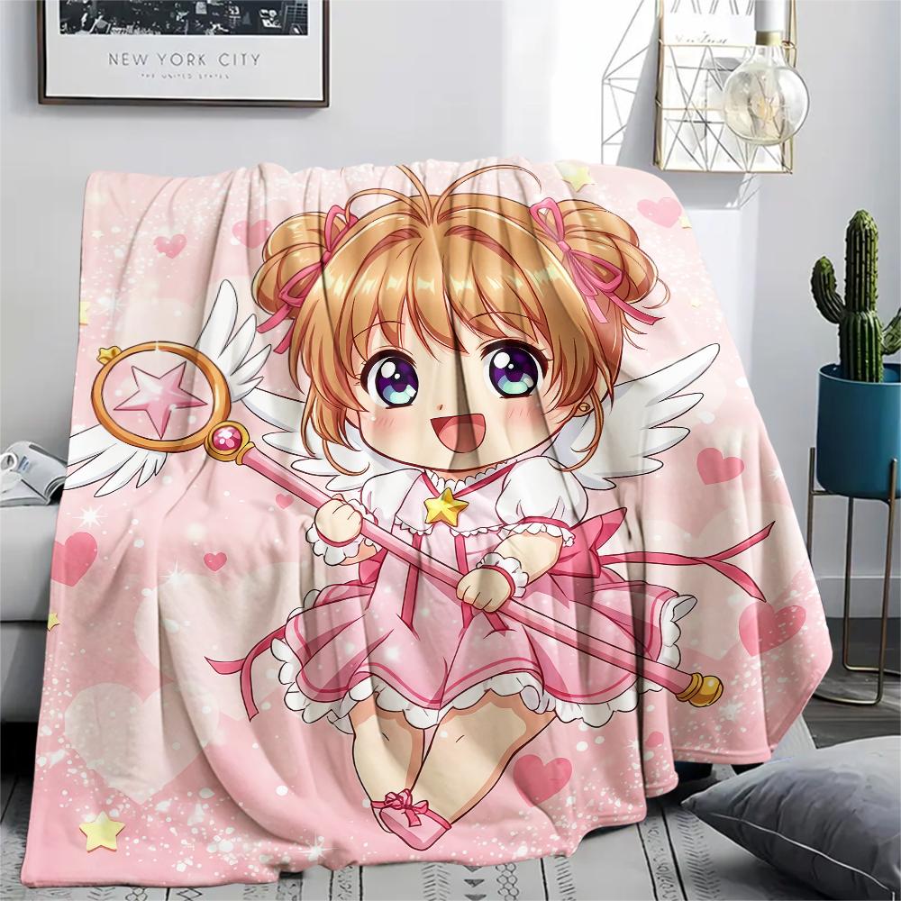1PC Cardcaptor Sakura Print Flannel Blanket, High Quality All Seasons, Home Decor, Warmth and Comfort, Perfect for Christmas Gifts
