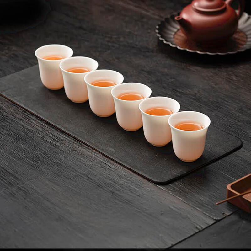 Sushih Mutton-fat Jade White Ceramic Gongfu Tea Cups, 6-Pack