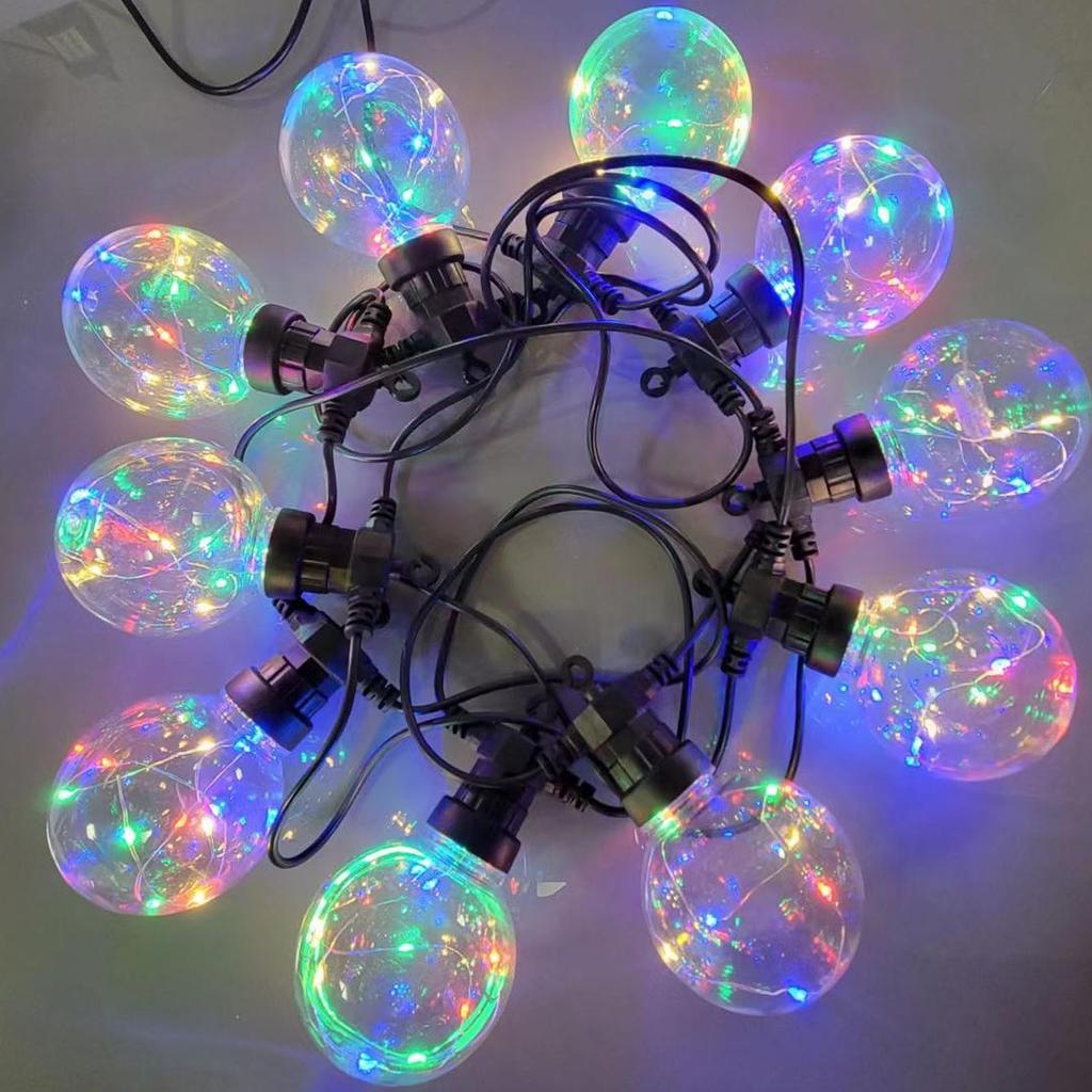 LED Ball String Lights 10LEDs G50 Copper Wire Bulb Colorful Die Casting Lamp Head Waterproof Outdoor Decorative Lights 13.1ft