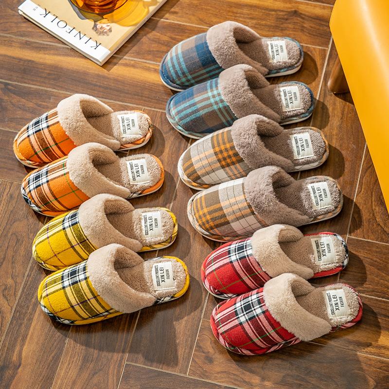 Cotton Slippers Women's Autumn and Winter Thick Bottom Waterproof Non-Slip Home Removable Fleece Warm Indoor Woolen Slipper