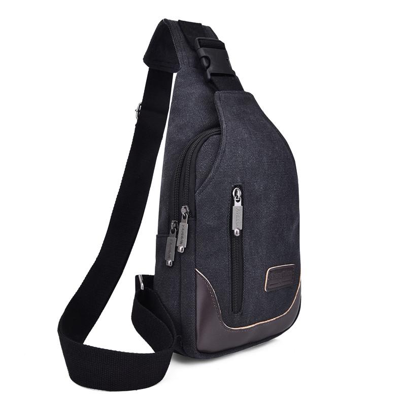 Men's Korean-Style Canvas Crossbody Chest Bag - Trendy Casual Small Shoulder Backpack