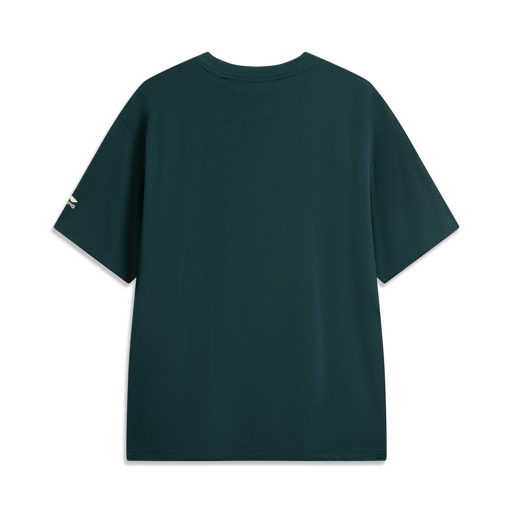 Li Ning Sports Lifestyle Series Casual Ice Silk Cool Comfortable Versatile Breathable Short Sleeve T-Shirt Unisex T-Shirt Dark-Reef-Green AHSV257-5