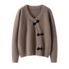 Autumn Winter Retro Ethnic Cashmere Cardigan for Women - Loose Fit Frog Button Knitwear, Fashionable Long Sleeve Sweater
