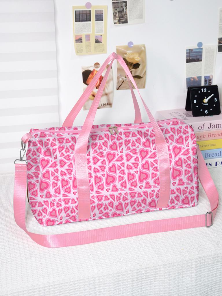 Trendy Popular Funny Novelty Pink Love 3D Printed Travel Bags Barrel Shape Crossbody Bag Outdoor Sports Bags Gym Yoga Bag