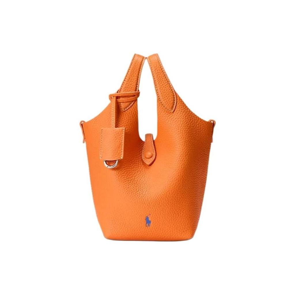Polo Ralph Lauren Logo Solid Tote Bag Shopping Crossbody Leather Handbag Small Women Tote Bags Orange 428944657002