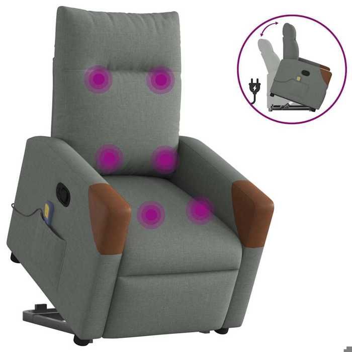 VidaXL Fauteuil de massage inclinable Gris foncé Tissu 3324015
