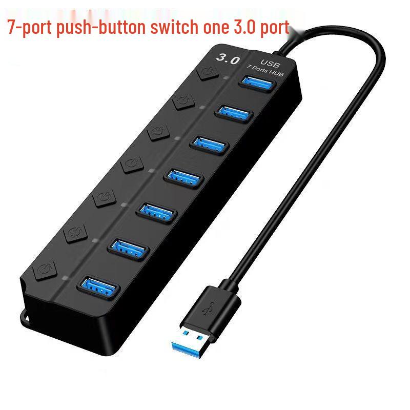7-Port USB 2.0/3.0 Hub with Light Strip and Flash Drive Expansion