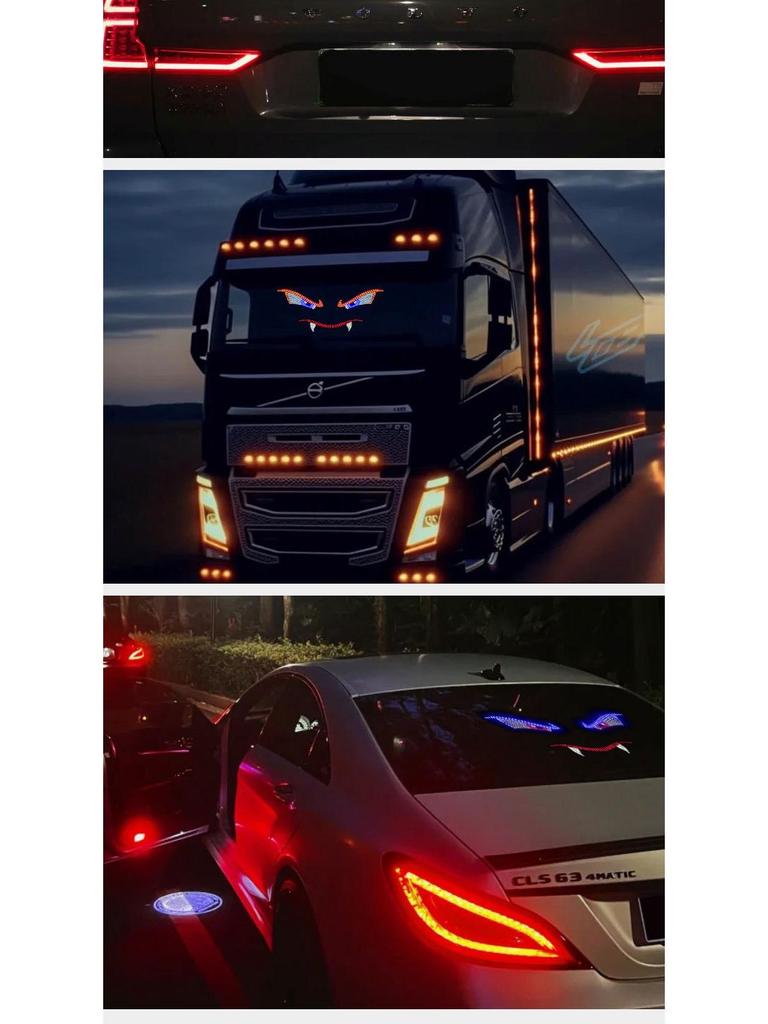 Dynamic LED Expression Screen Sticker for Car, Truck, or Van - USB Interface, No Wiring Needed.