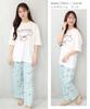 SAZAC Cinnamoroll Pajama Set for Cotton Short Long and Top x Women, Jersey, Sleeves, Pants, T-Shirt, (White Mint/L/SAN1806)