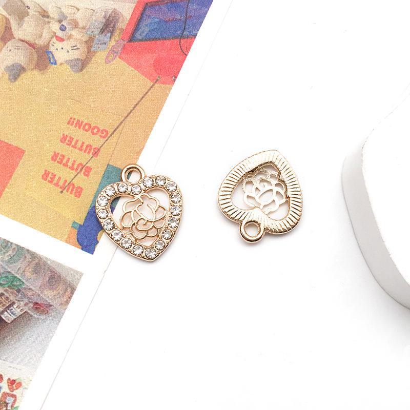 Wisiorek w kształcie serca z 15-punktowym diamentem i kolczyki na Walentynki - Ręcznie robione akcesoria do biżuterii DIY w kształcie serca z kroplą oleju