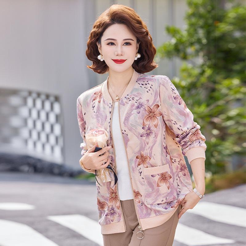 

Women s Spring/Autumn 2026 Jacket - Round Neck, Loose Fit, Stylish Top for Middle-Aged and Elderly 2XL (105-120 jin) фиолетовый