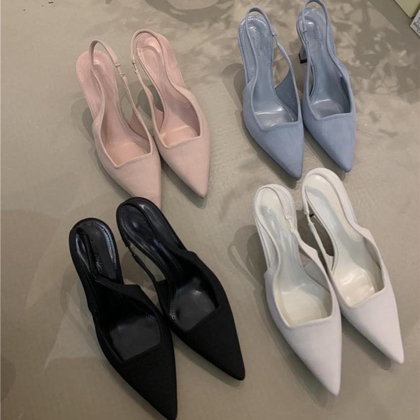Fashion Shoes Pointed Toe Thin Heels Ladies' Slippers Luxury Slides Shallow Beige Heeled Sandals Slipers Women Low Designer Black 2025 S