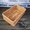Handwoven Rattan Desktop Organizer Rectangular Kitchen Storage Storage Box Picnic Basket Eco-Friendly Cosmetic Storage Basket