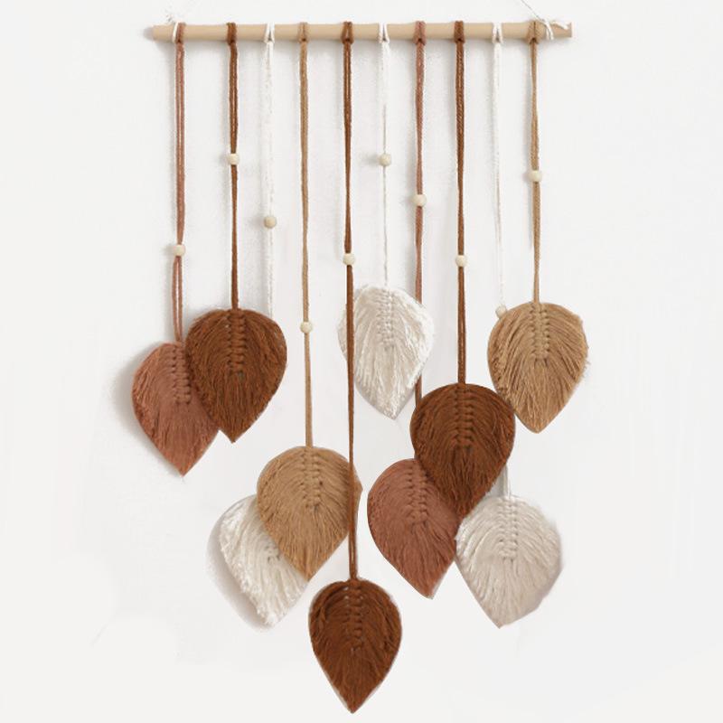 Decorative Wall Hanging Hand Woven Cotton Rope Leaf Tapestry Home Wall Decoration Room Wall Hanging