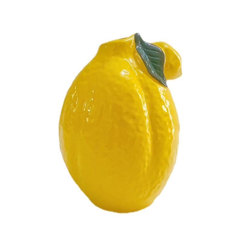 Nordic Style Lemon Ceramic Vase for Hydroponic Flowers - Decorative Ornament for Home or Desktop