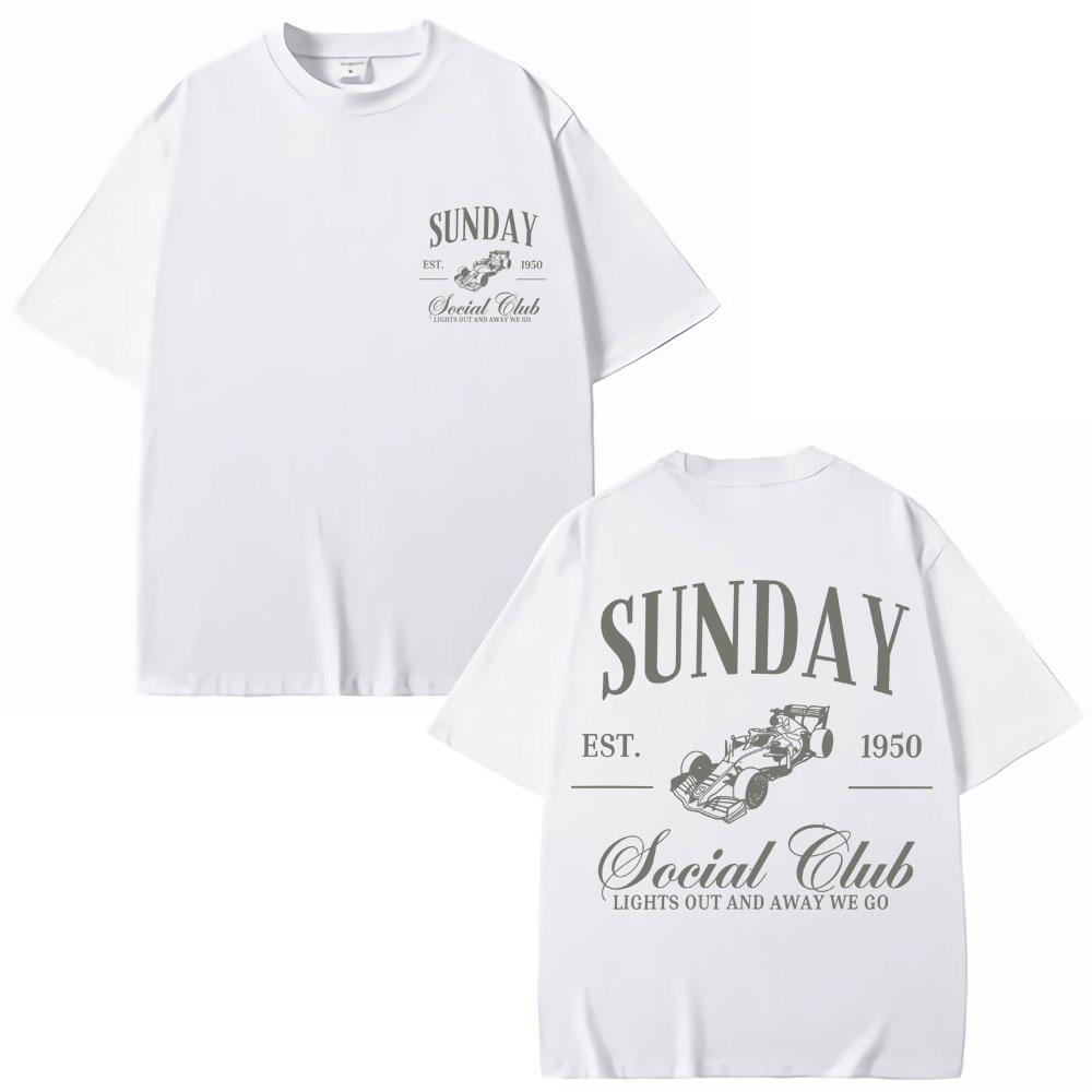 Sunday Social Running Club Graphic T Shirt Men Women Sporty Racing Vintage Fashion Short Sleeve Oversized T Shirts
