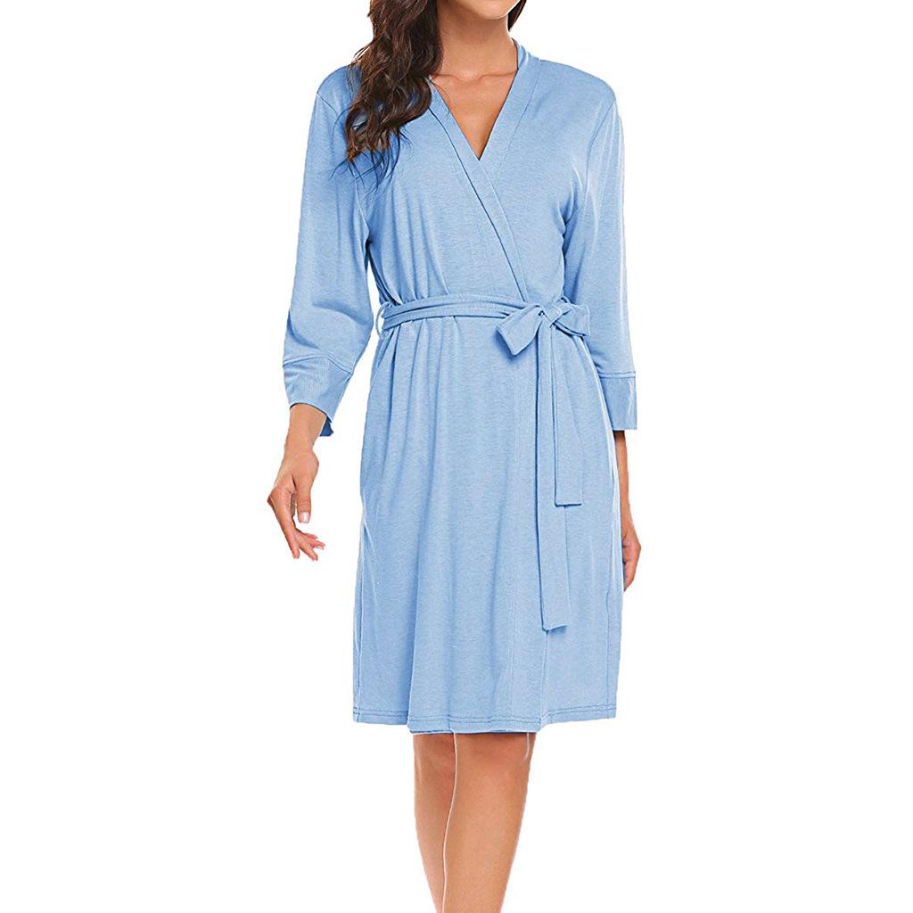 Soft Cotton Women's Kimono Robe - Bathrobe & Loungewear Sleepwear