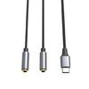 TypeC to 3.5mm Headphones Mic Splitters Adapters for Double-Plug Gamings Headsets