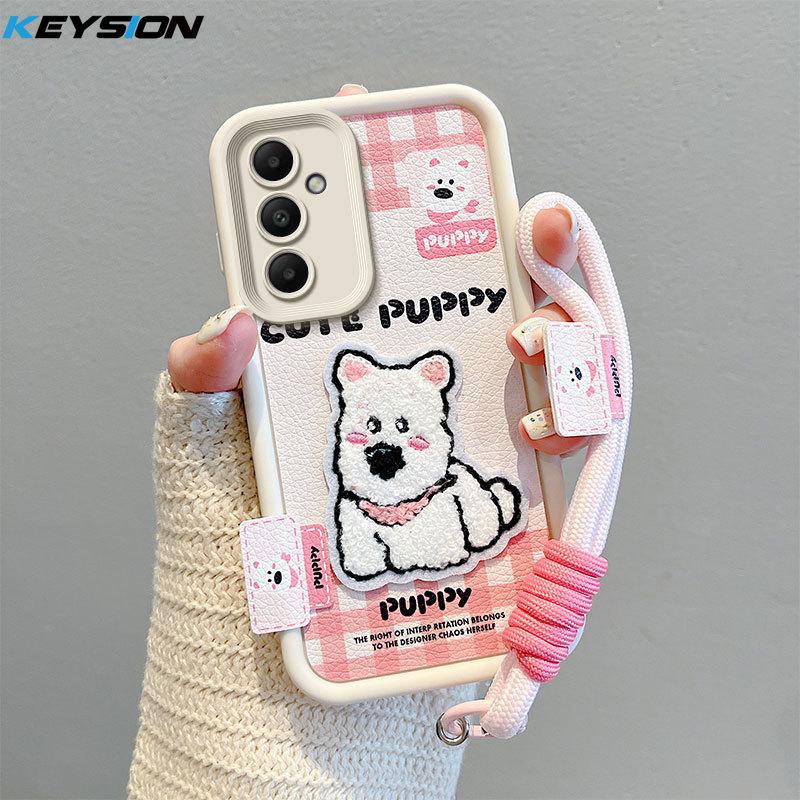 KEYSION Cartoon Niedliche Plüsch Stickerei Hülle für Samsung A05S A04S A13 5G mit Lanyard Stoßfeste Handyhülle für Galaxy S23 FE 5G