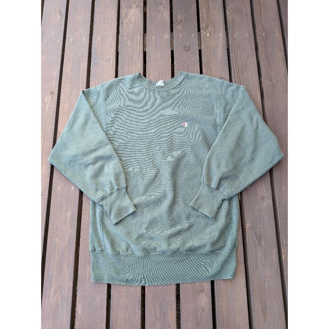 Used 90s USA Made XL Champion Reverse Weave Embroidery Tag Soap Green