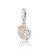 Copper Metal Full Diamond Charm Bead Components Colorful Heart Blooming Rose Round Bead Components Pendant Bead Component Compatible With Authentic