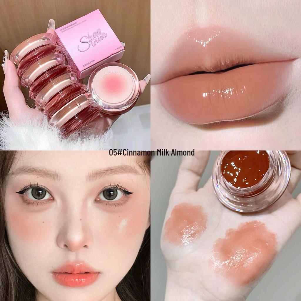 SHAQINUO Multi-use Moisturizing Brightening Cream: Lipstick, Eyeshadow, Blush - Low Saturation Whitening & Swelling Color Enhancer.