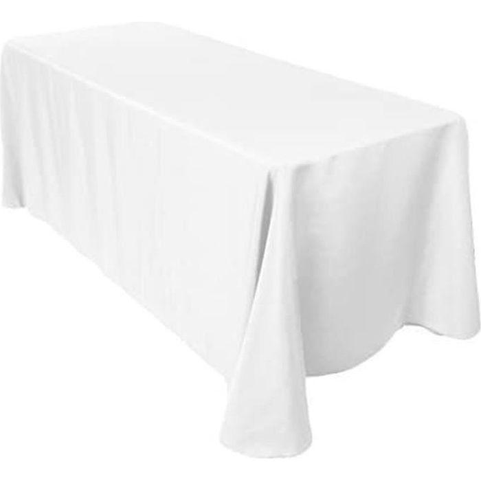 Nappe Rectangulaire - Blanc - 229x335cm - 80% Polyester - 20% Coton - Lavable en Machine