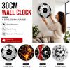 Silent Football-Themed Wooden Clock Solid Wood Soccer Quartz Clock Round Wall Clock  Kitchen