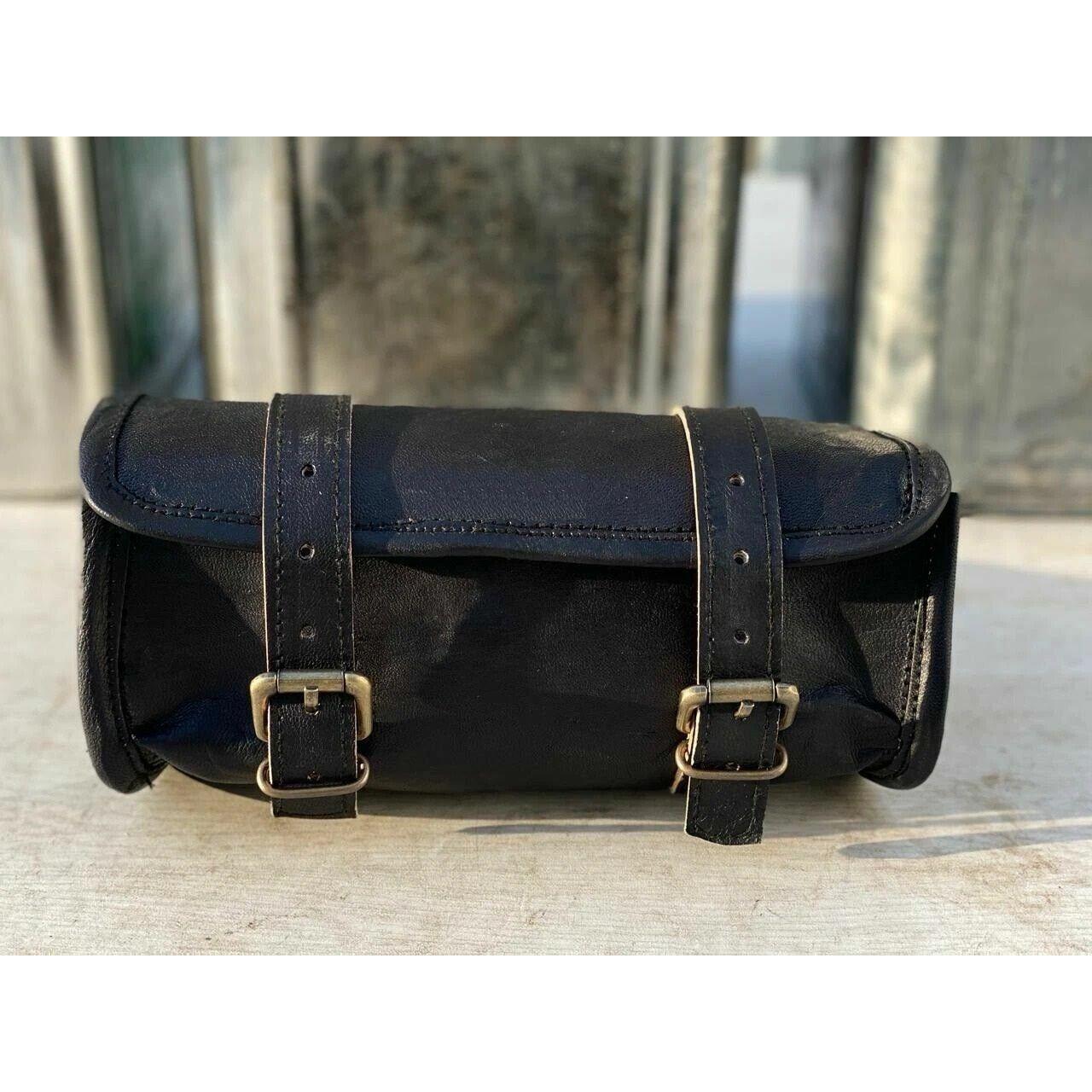 

Кожаный Маленький Подсумок для Инструментов Черный Новый Весь Мотоциклетный Багаж Передняя Вилка Боковая Сумка 9 x 5 x 4 in