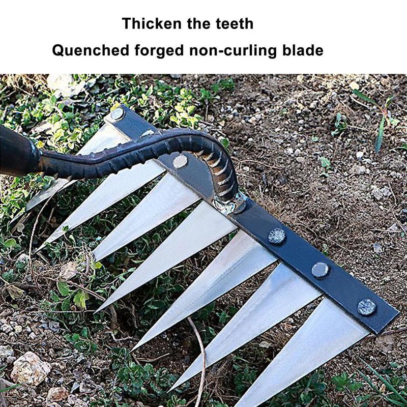 Metal Rake Multifunctional Weeding Hoe Rake Harrow Farm Tool Weeding Scarifier Artifact Agricultural Tools Gardening Lawn