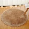 Round White Faux Wool Rug – Long Pile Floor Mat for Living Room, Bedroom, or Vanity Desk
