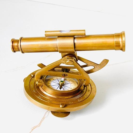 13.97 Cm Brass Alidade Telescope Compass Nautical Navigation Gift Maritime Surveyor Collectible Desk Decor