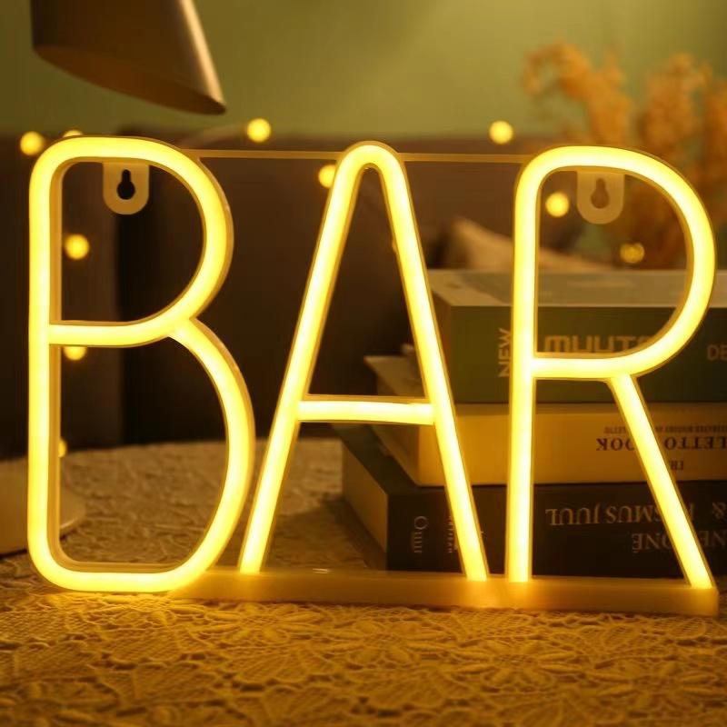 LED Bar Open Neon Signs Lights For Pub Bar Bedroom Wall Hanging Atmosphere Lamp Battery USB Home Christmas Party Room Decor