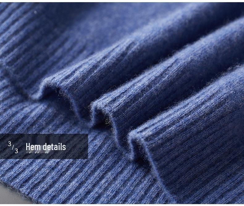 Men's High-Neck Cashmere Pullover Sweater, Autumn/Winter 2025, Loose Knitwear.