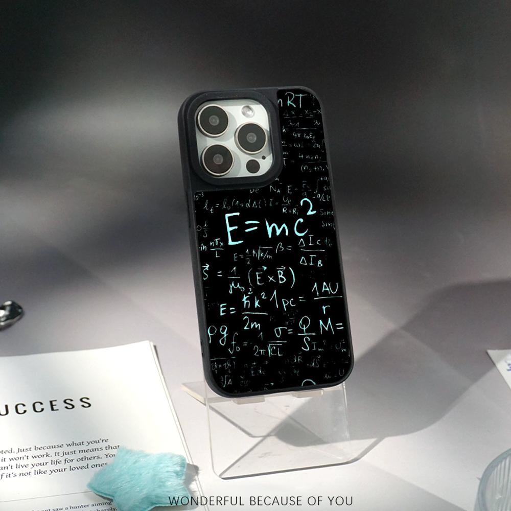Cool Formula Equation Cool Pattern Phone Case for iPhone 17 16 E 15 14 13 12 Pro Max Sheepskin Silver-edged Protective Case