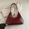 Korean version niche patent leather bag women's baguette crescent bag women's shoulder bag women's handbag texture fashion underarm bag