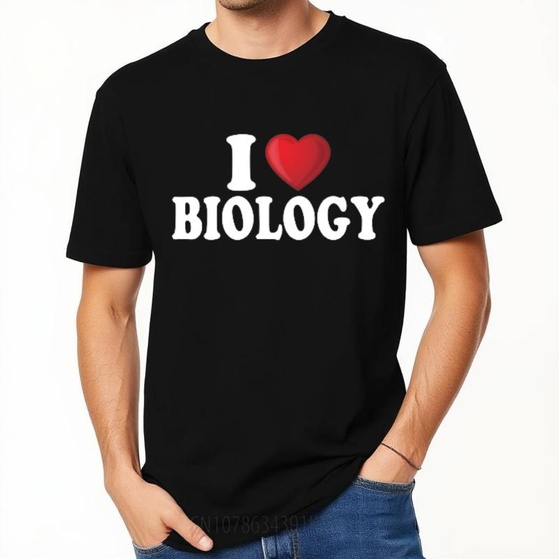 Top Tees Relaxed Fit Tshirt Soft Boys Oneck Tshirt Streetwear I Love Biology Comfort Man Tees Breathable Tee Oversized Tshirt
