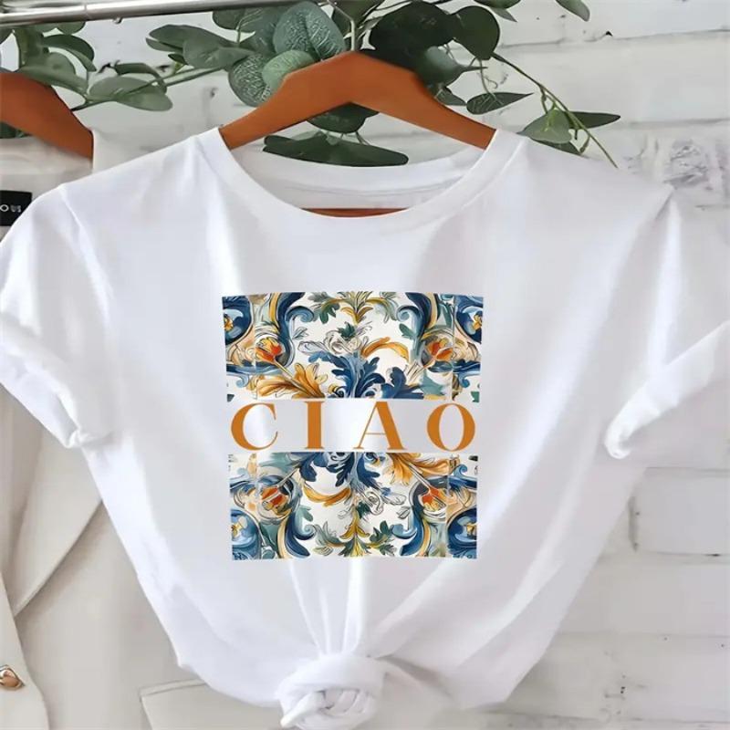 Summer New Women's Fashionable Casual Home Commuting Versatile Round Neck Short Sleeved T-shirts