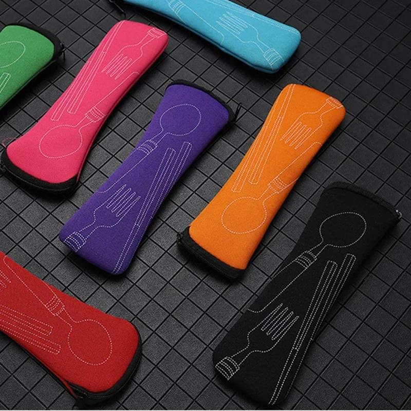 Portable Tableware Bag Cutlery Storage Bag Travel Packaging Storage Box Picnic Fork Spoon Knife Pouch Bag Without Tableware