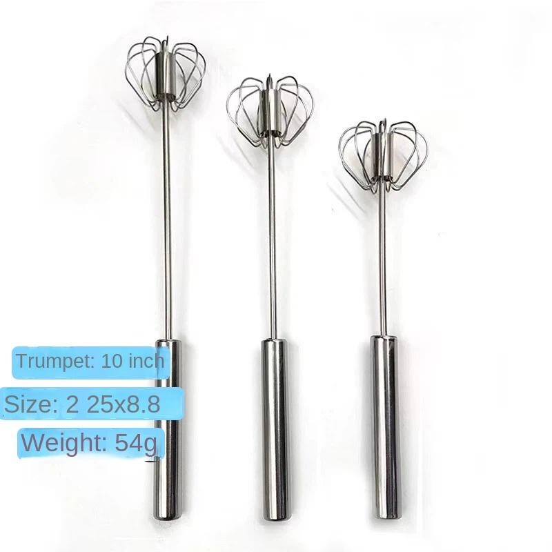 Stainless Steel Semi-automatic Egg Beater Hand Mixer Rotary Press Egg Cream Milk Household Kitchen Supplies