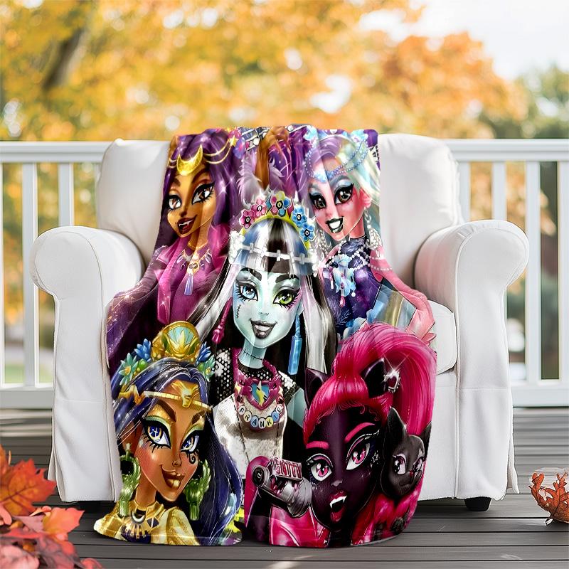 1pc Monster High (4) Theme Blanket - Digital Print, Polyester, Cozy for All Seasons, Perfect for Outdoor, Camping, and Travel