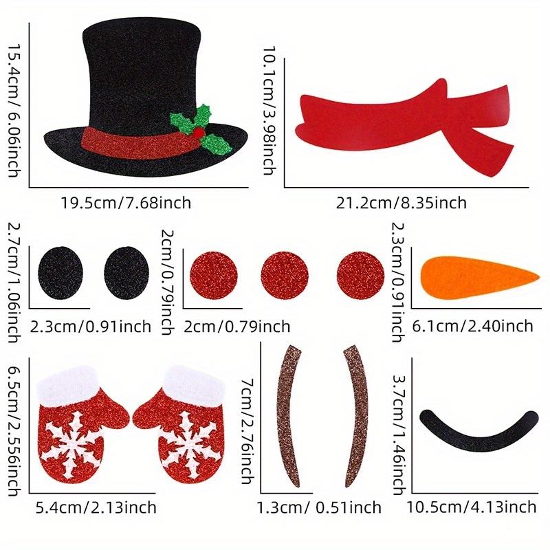 DIY Felt Snowman Christmas Door Stickers - Removable Wall Clings for Festive Home & Window Decor
