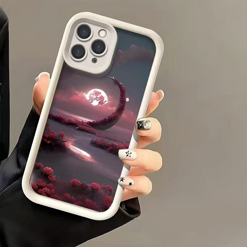 Moon Flower Sea is suitable for Apple 16ProMax mobile phone case iPhone15 anti-drop 14Pro all-inclusive 17Air beautiful