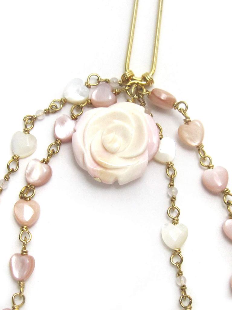 Queen Conch Shell Rose Heart Chain Natural Stone Power Stone A795 [Cherry] Hairpin,