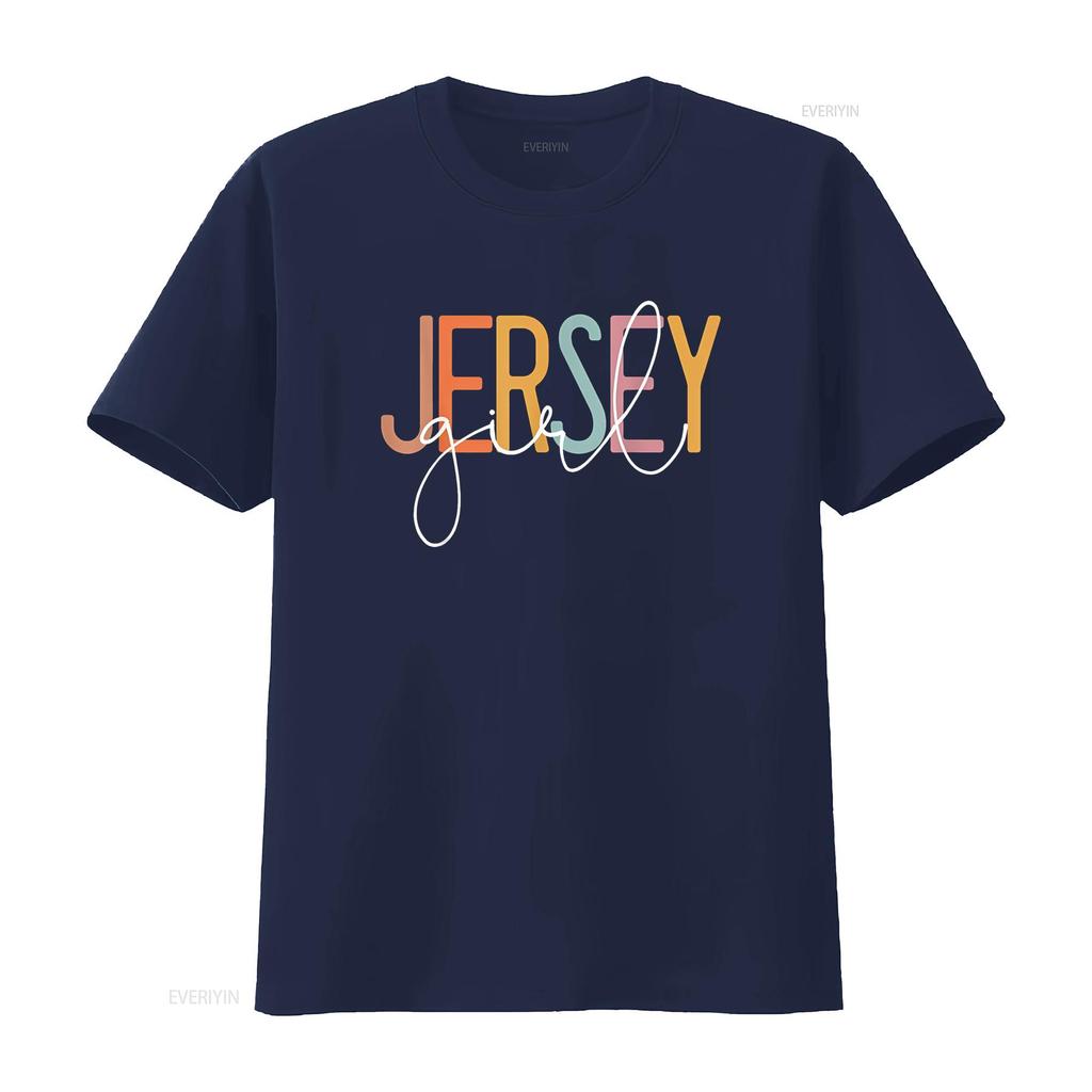 Jersey Girl Proud New Woman T Shirt vintage Washed Breathable Top For Everyday Wear Stretched homme Stylish fashion